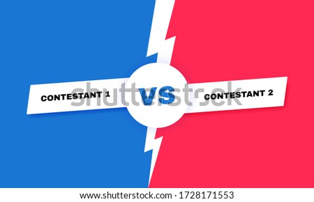 Modern versus battle background. Vs battle headline with lightning bolt. Competitions between contestants, fighters or teams. Vector illustration.