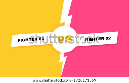 Modern versus battle background. Vs battle headline with lightning bolt. Competitions between contestants, fighters or teams. Vector illustration.