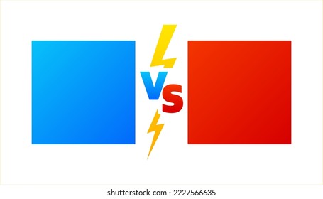 Modern versus battle with lightning bolt isolated on white background. Vs battle between contestants, fighters or teams. Vector illustration.