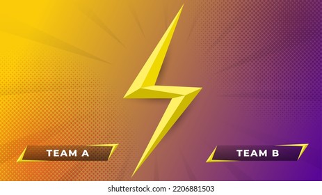 Modern versus vs background with 3d yellow lightning and comic style