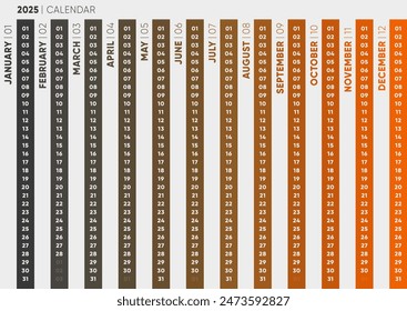 Modern Vertical 2025 Calendar Design. Corporate Planner for Technology Office 2025.