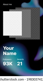Modern Vertical Banner for Social Media with Colorful Blur Spots. Put Your Photo under Background. Abstract Template for Your Personal Brand. Vector illustration