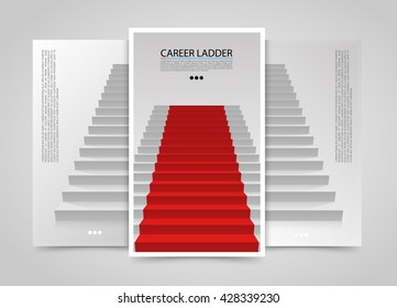 Modern vertical banners, Podium with red carpet, Red stairs background, Vector illustration