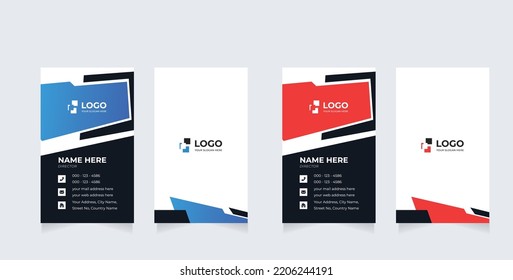 modern vertical business card print templates. Personal visiting card