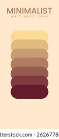 Modern vertical color palette with warm natural tones and rounded shapes. Elegant background for minimalist design projects
