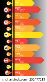 Modern vertical info graphic scheme orange and black icons