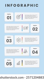 Modern vertical infographic template with 5 options