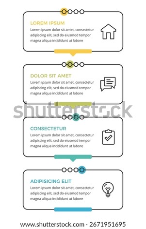 Modern vertical infographic template with four frames with text and icons