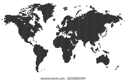 Modern vertical layout of the planet earth shown through geometric lines. Includes all major continents like Europe and South America. A design perfect for business infographics.