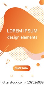 Modern vertical mobile liquid abstract shape gradient memphis style design fluid vector colorful illustration banner simple graphics for app, presentation, sale, brochure isolated on white background.