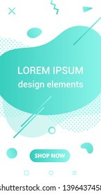 Modern vertical mobile liquid abstract shape gradient memphis style design fluid vector colorful illustration banner simple graphics for app, presentation, sale, brochure isolated on white background.