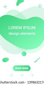 Modern vertical mobile liquid abstract shape gradient memphis style design fluid vector colorful illustration banner simple graphics for app, presentation, sale, brochure isolated on white background.