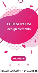 Modern vertical mobile liquid abstract shape gradient memphis style design fluid vector colorful illustration banner simple graphics for app, presentation, sale, brochure isolated on white background.
