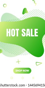 Modern vertical mobile liquid abstract shape gradient memphis style design fluid vector colorful illustration hot sale banner for app, presentation, sale, brochure isolated on white background.
