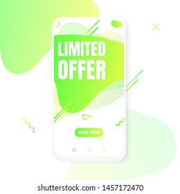 Modern vertical mobile liquid abstract shape gradient memphis style design fluid vector colorful illustration limited offer banner for app, presentation, sale, brochure isolated on white background.