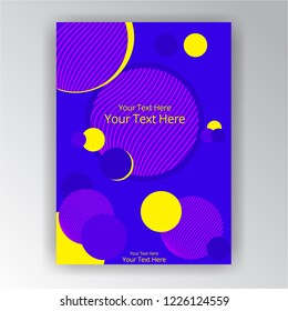 Modern Vertical Overprint Cmyk Page Template For Web And Print. Blue, Yellow And Magenta Rounds And Lines Fluent Design.