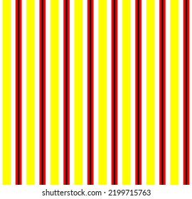 Moderne vertikale Streifen in verschiedenen Größen in rot, gelb, schwarz, nahtlos Muster, großartiges Design für jeden Zweck. Weißer Hintergrund. Stoffgewebe