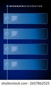 Infografía de la línea de tiempo de Vertical moderna con cuadros azules degradados e iconos mínimos