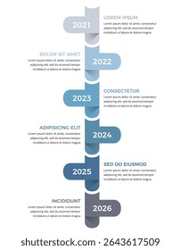 Modern vertical timeline infographic template with 6 elements, vector eps10 illustration