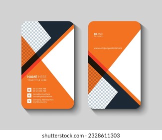 Modern vertical visit card with orange and black shape