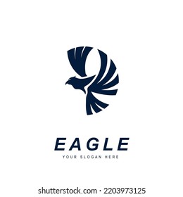 Modern and very simplistic logo Eagle in a flying position is shaped perfectly in a circle