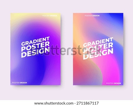 Modern Vibrant Abstract Gradient Poster Template Set. Blurred colorful cover design background.