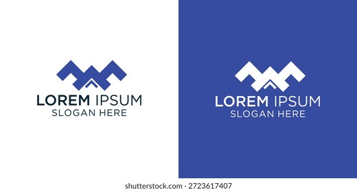 Plantilla moderna y vibrante de logo azul perfecta para marcas inmobiliarias innovadoras, startups tecnológicas o agencias creativas que buscan una identidad visual profesional y memorable