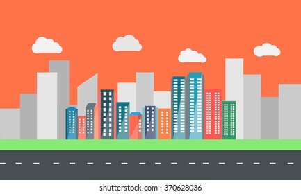 Modern vibrant city in vector graphics
