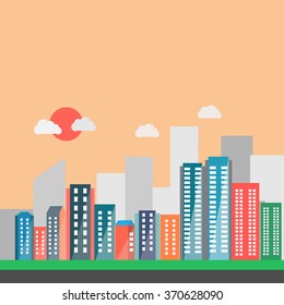 Modern vibrant city in vector graphics