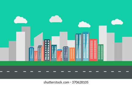Modern vibrant city in vector graphics