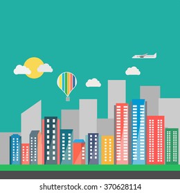Modern vibrant city in vector graphics