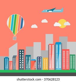 Modern vibrant city in vector graphics
