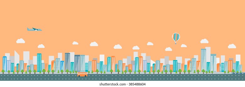 Modern vibrant city in vector graphics