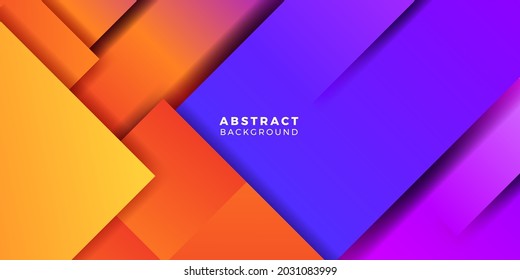 Modern vibrant geometric orange and blue purple violet duotone abstract gradient concept cover poster banner template for futuristic technology