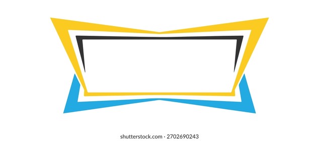 A modern and vibrant logo design featuring overlapping geometric shapes in yellow, black, and blue, isolated on white background perfect for branding and visual identity