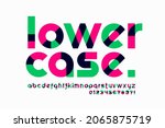 Modern vibrant lowercase font design, alphabet letters and numbers vector illustration