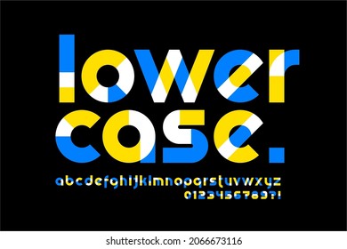 Modern vibrant lowercase font design, alphabet letters and numbers vector illustration