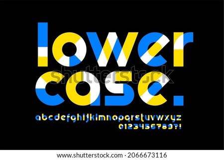 Modern vibrant lowercase font design, alphabet letters and numbers vector illustration