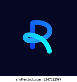 Modern and vibrant One-Line Logo of Letter R. Initial R logo vector.