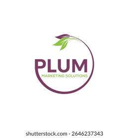 Modern and vibrant Plum Marketing Solutions logo design symbolizing creativity, growth, and innovation. Perfect for marketing agencies, branding firms, and digital solution providers.
