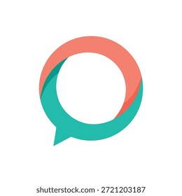 Modern vibrant speech bubble logo with dynamic overlapping coral and teal color segments