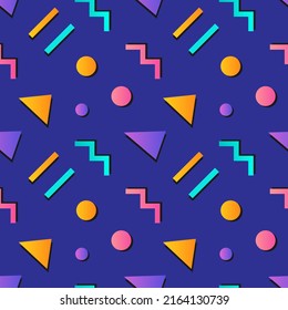 Modern vibrant vector seamless pattern background with gradient geometric shapes.
