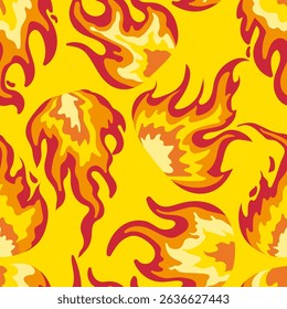 modern vibrant yellow background vector hot fire flame seamless pattern for summer web design texture print abstract burning graphic backdrop