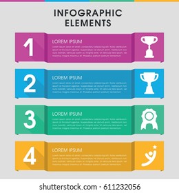 Modern victory infographic template. infographic design with victory icons includes trophy, winner. can be used for presentation, diagram, annual report, web design. 