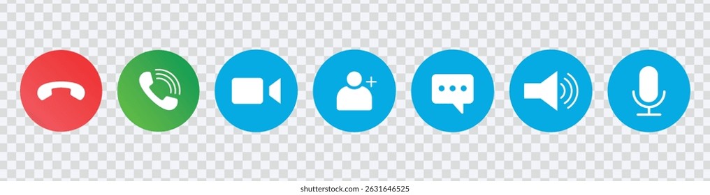Modern Video Call Icon Set – UI Vector Symbols for Conferencing and Chat