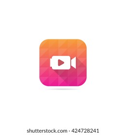 Modern Video Camera Icon With Long Shadow
