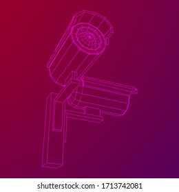 Moderne Videokamera. Webcam-Sichtbereich. Sicherheitskonzept. Wireframe Low-Poly-Vektorillustration-Illustration.