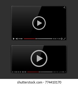Modern video frame. Video player interface mokup or UI for web. Vector illustration