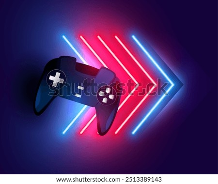 modern video game controller background with neon lines design vector