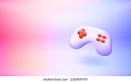 Modern video game joystick. 3d vector banner with copy space